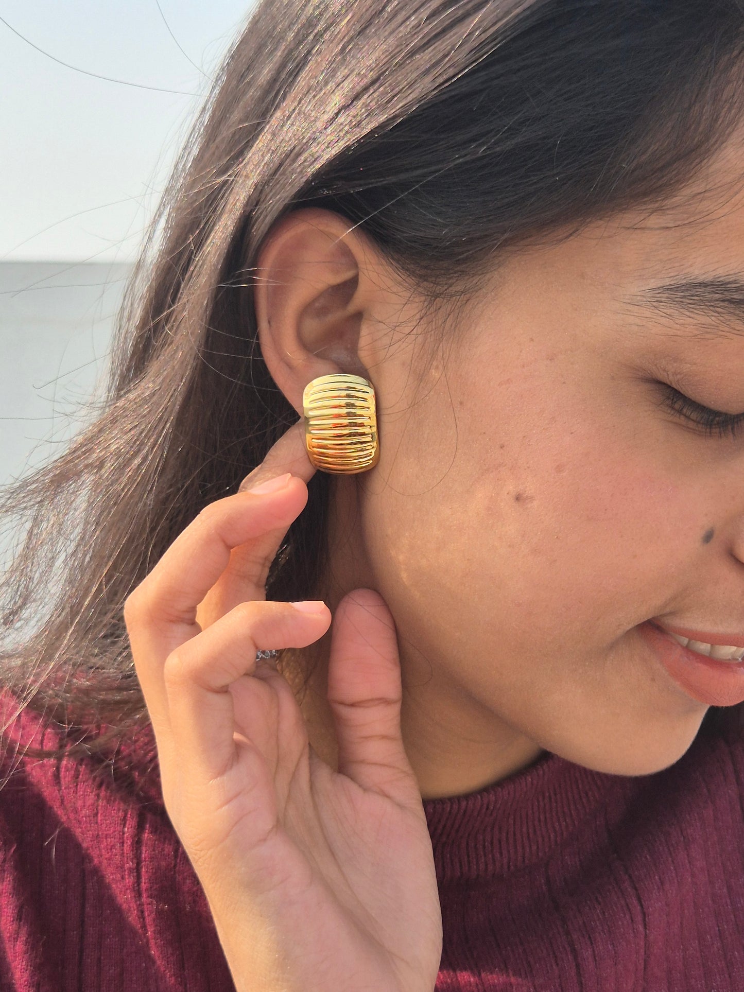 Gold Semi Earrings