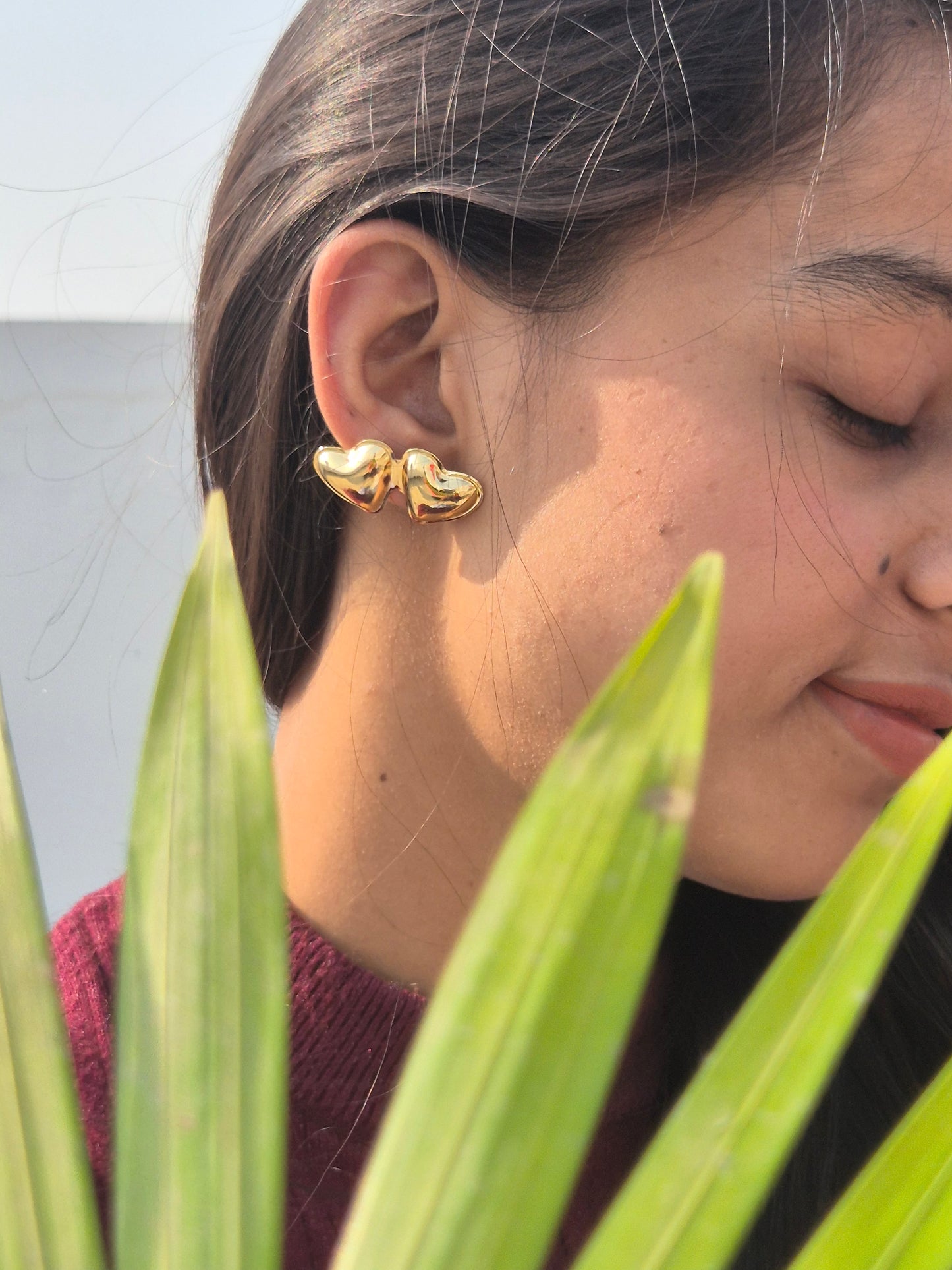 Gold Heart Pair Earings