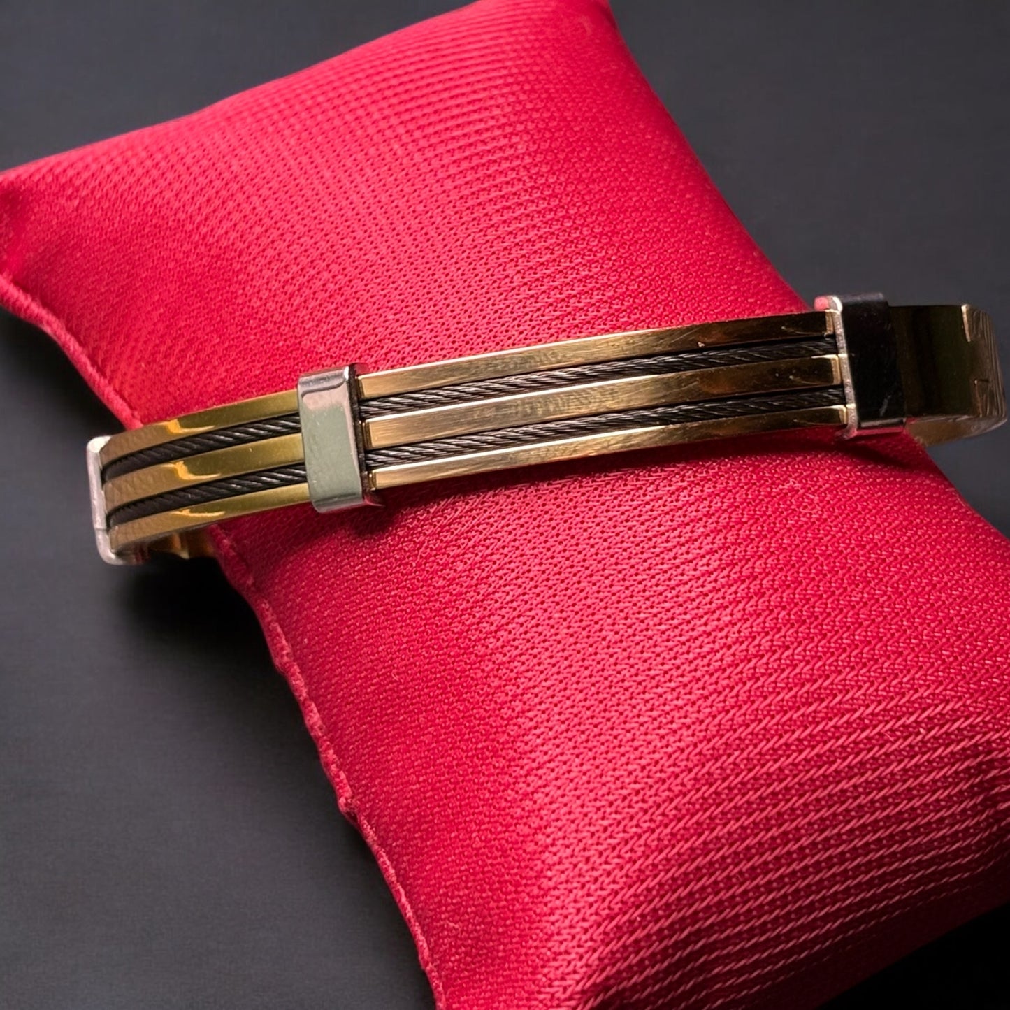 Gold Black Striped Bracelet For Men