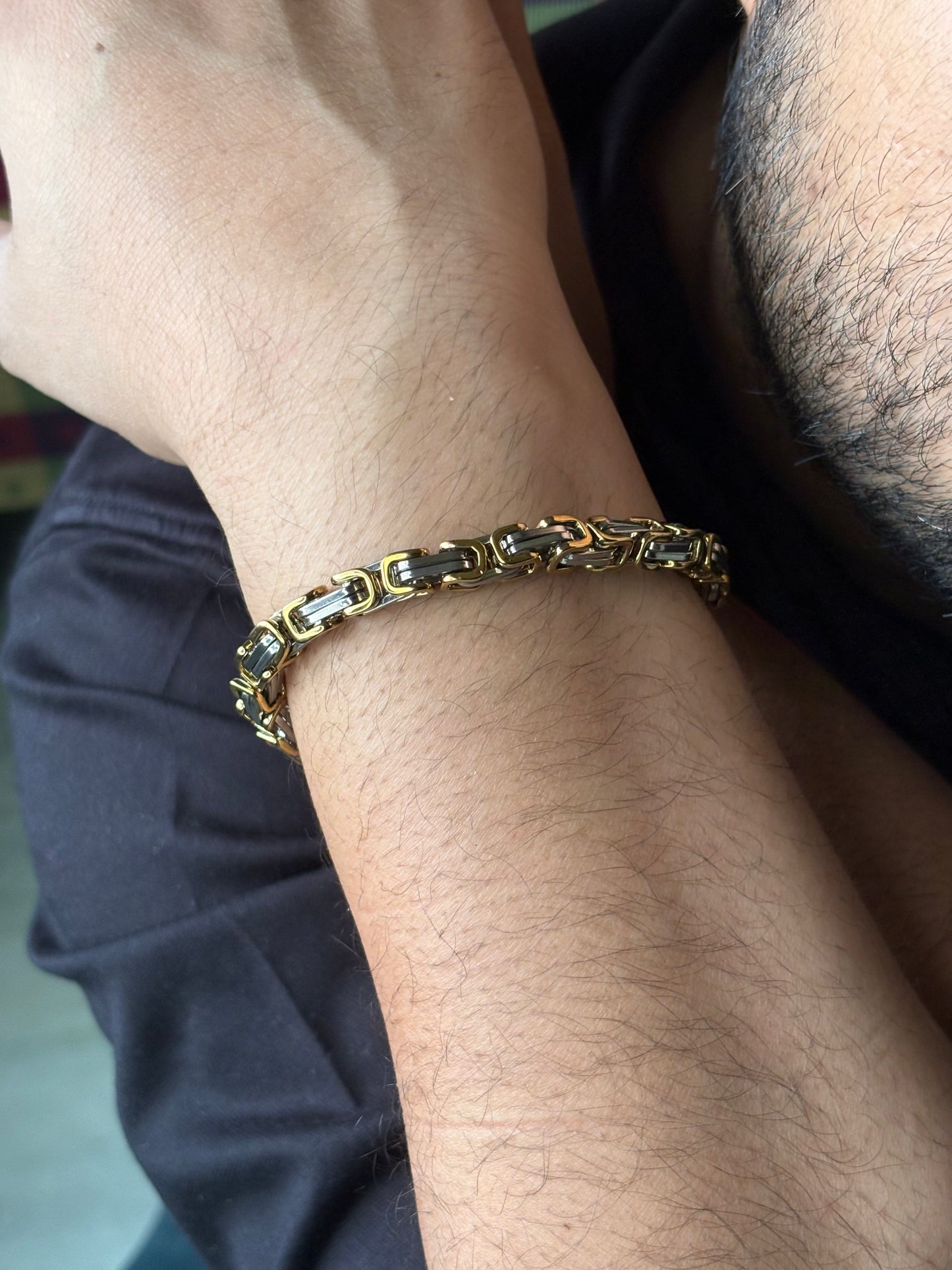 Dual Toned Chain Bracelet For Men