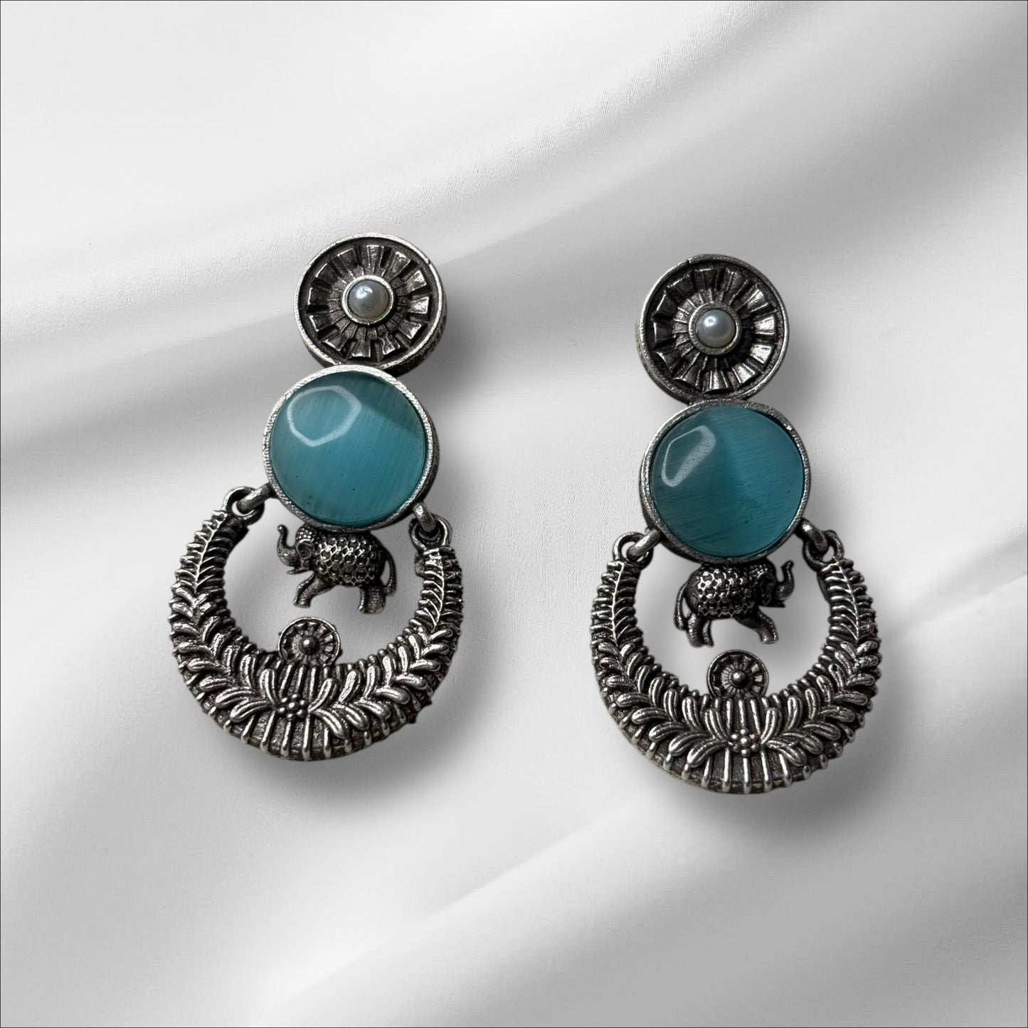 Silver Toned Colourful Earrings