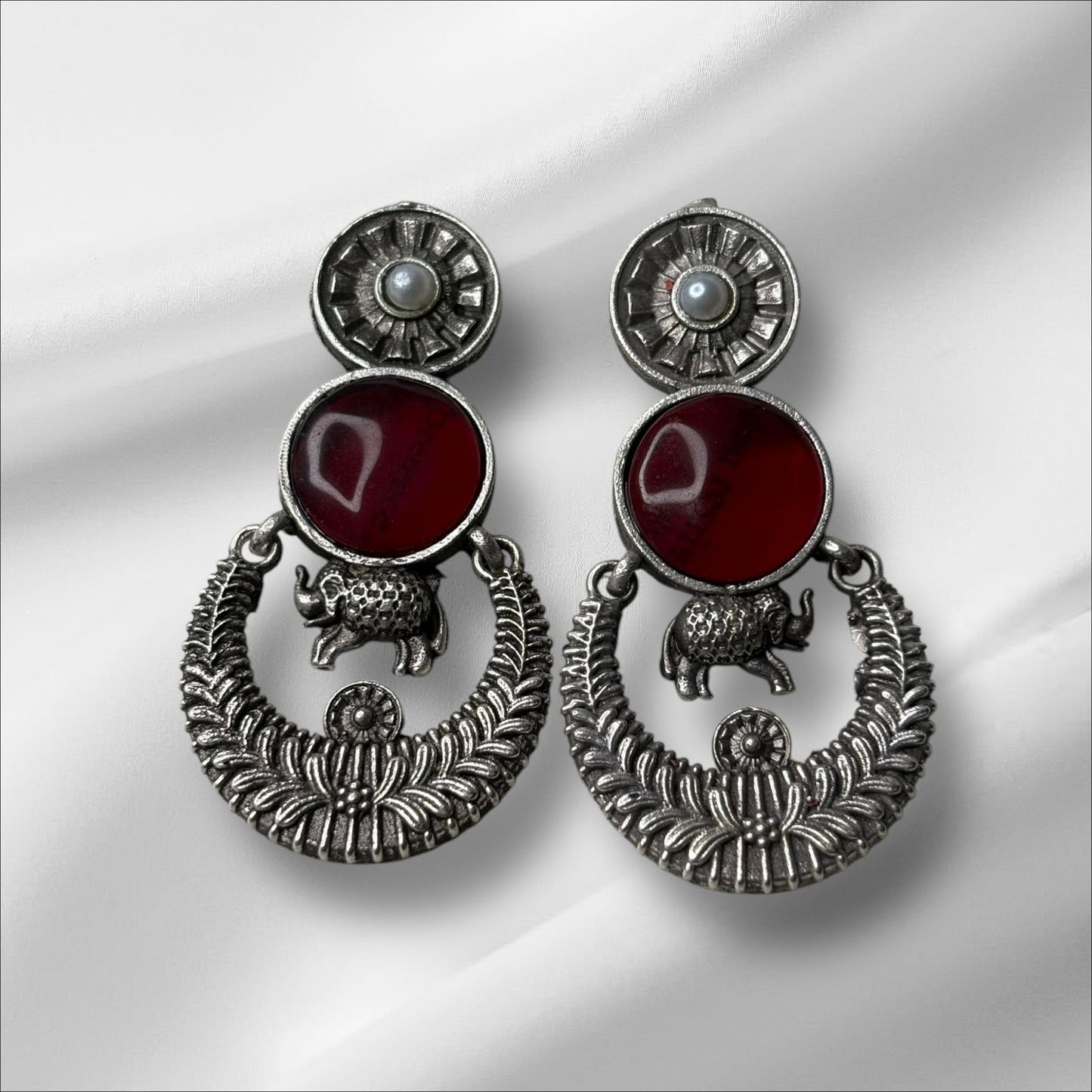 Silver Toned Colourful Earrings