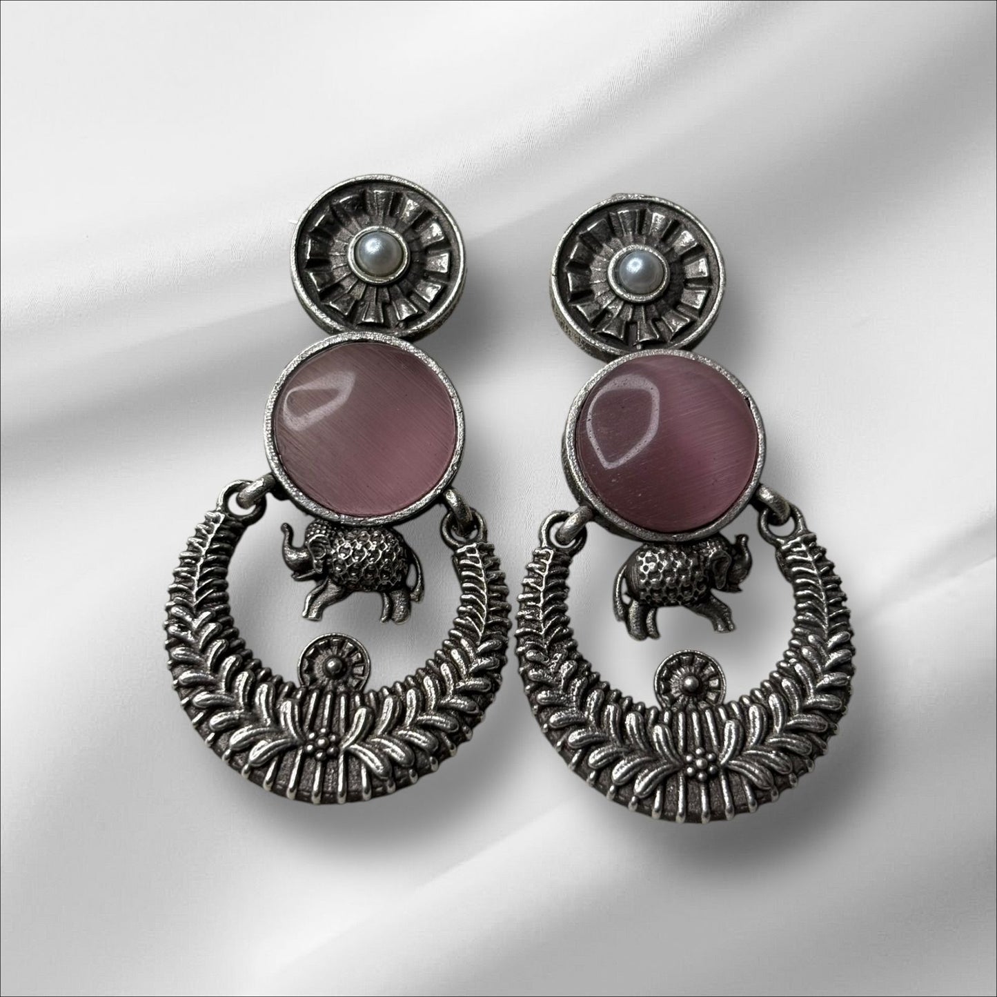 Silver Toned Colourful Earrings