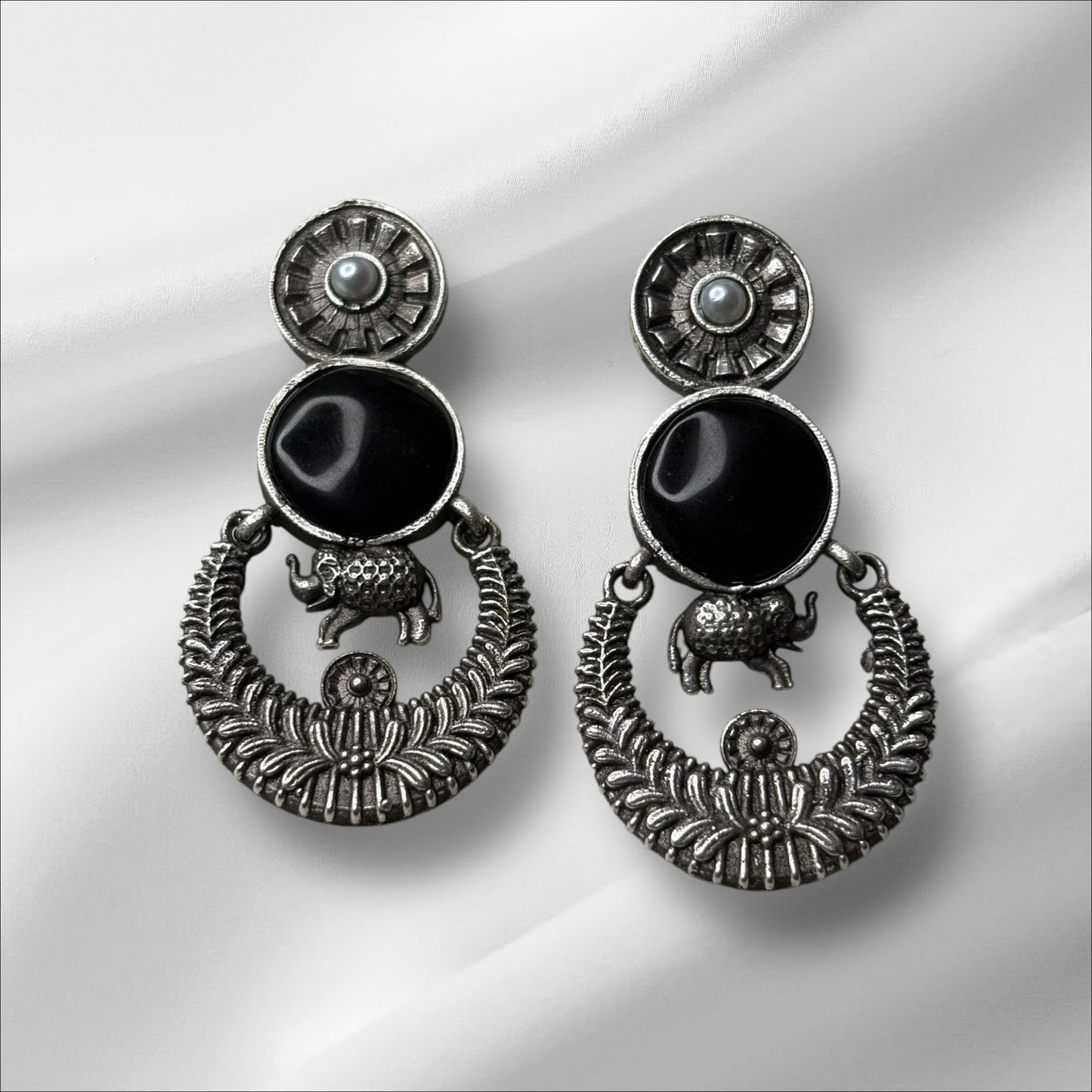 Silver Toned Colourful Earrings
