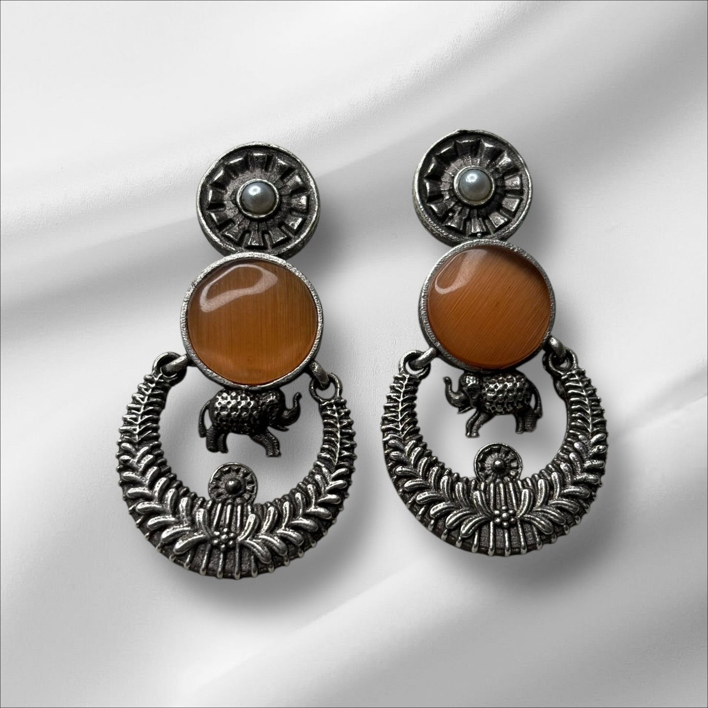Silver Toned Colourful Earrings