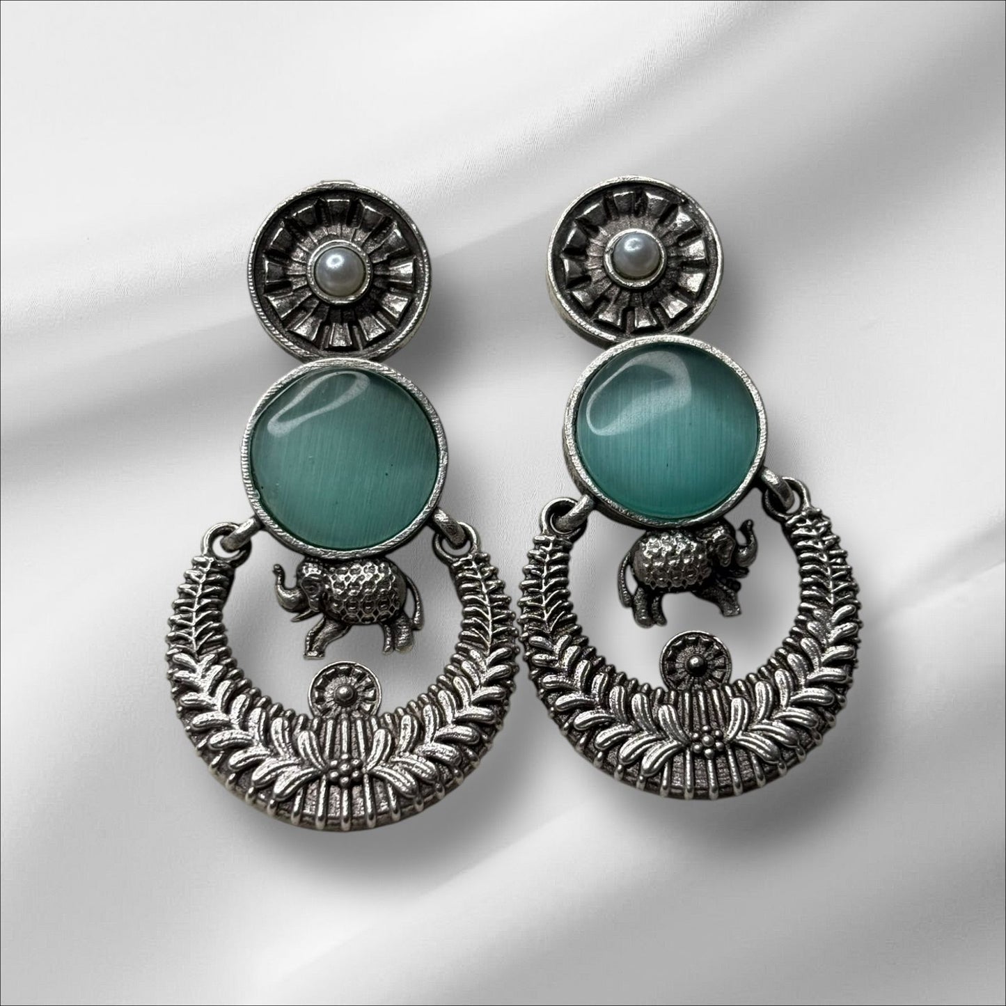 Silver Toned Colourful Earrings