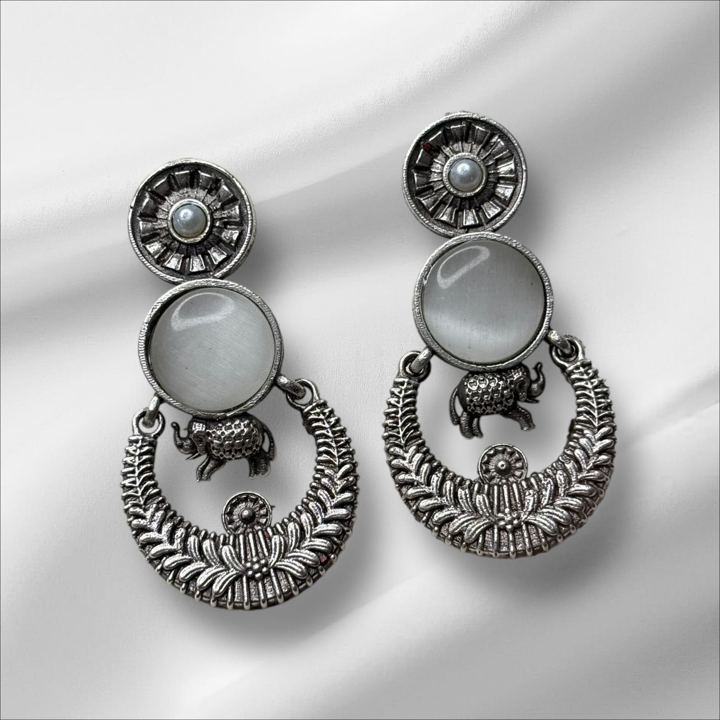 Silver Toned Colourful Earrings