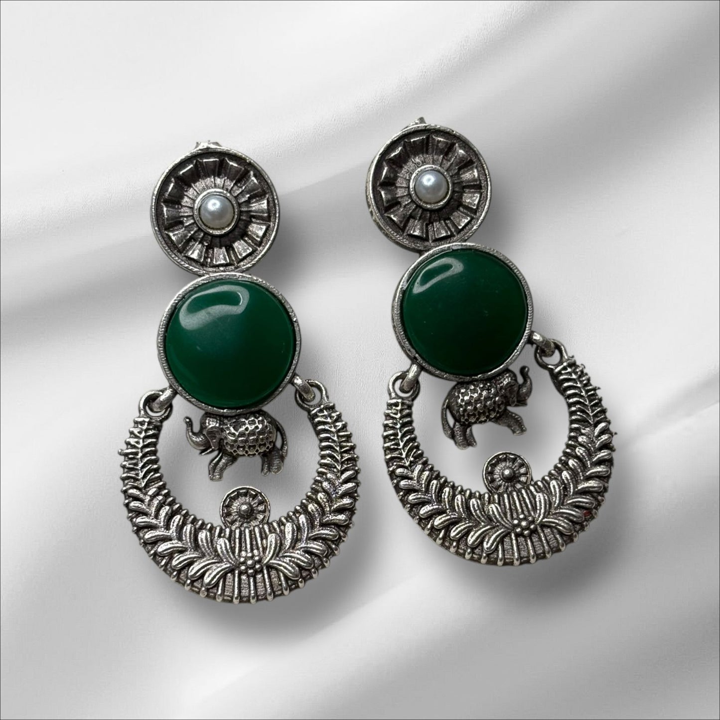 Silver Toned Colourful Earrings