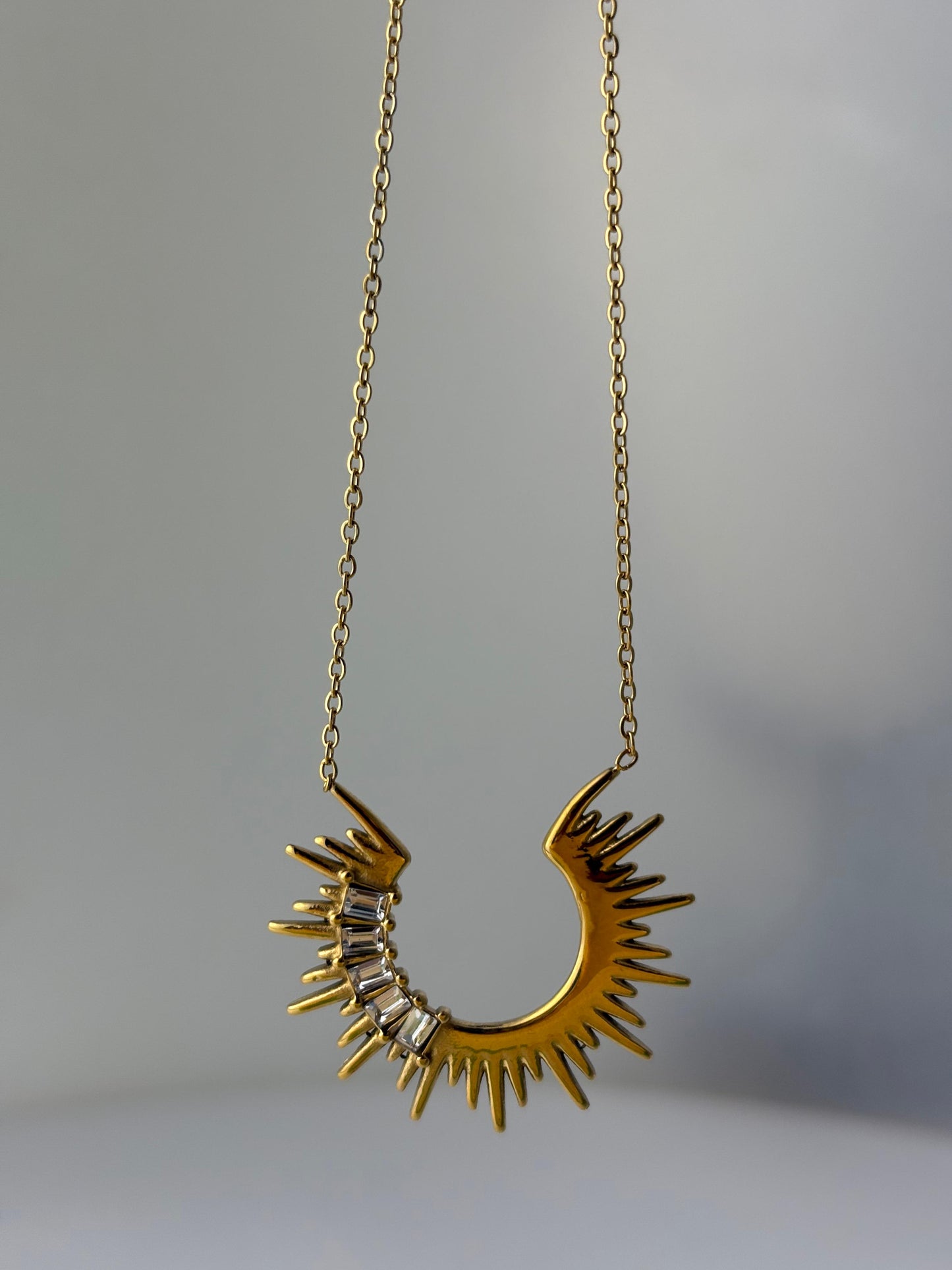 Stone Stud Sun Pendant