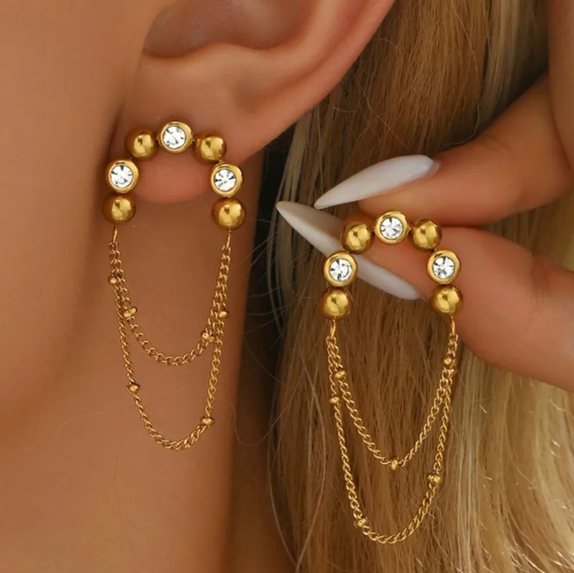Celeste Chain Hoop Earrings