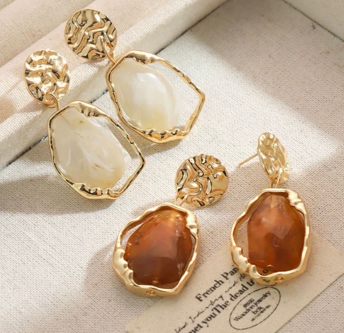 Molten Amber Resin Drop Earrings