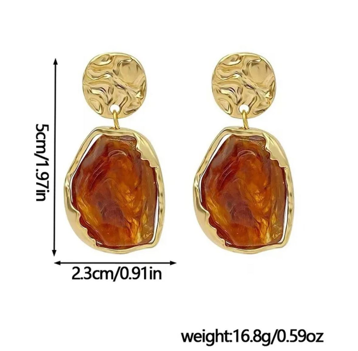 Molten Amber Resin Drop Earrings