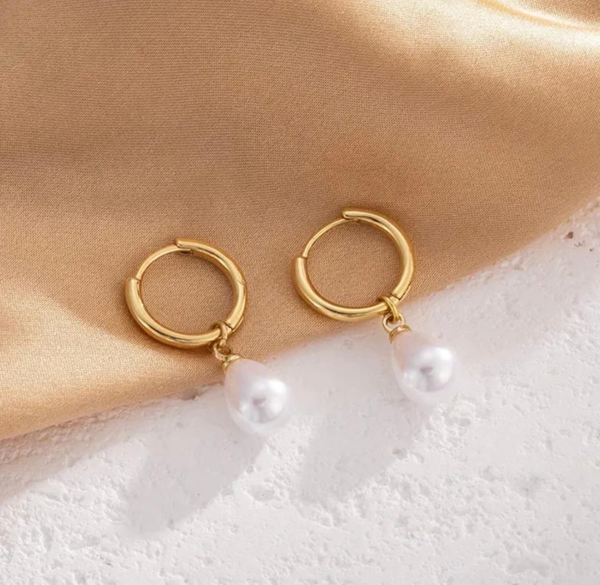 Halo Pearl Hoops