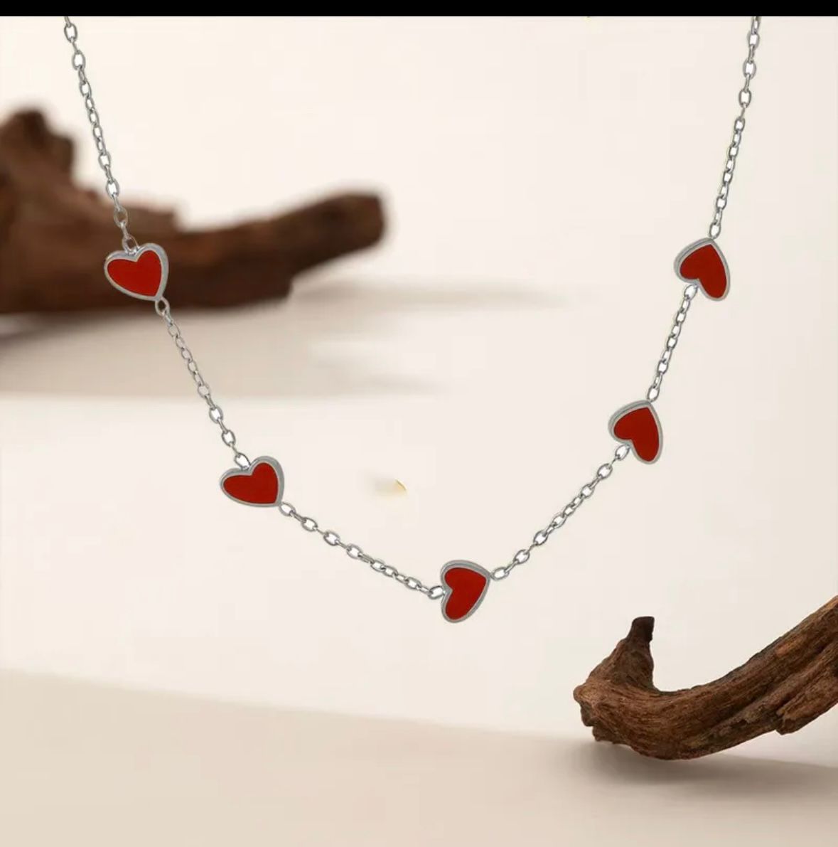 Hearts Enamel Charm Necklace