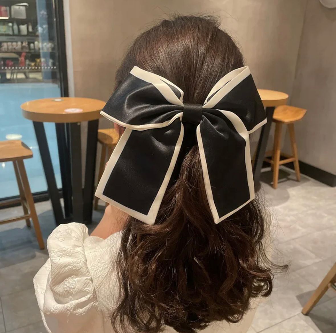 Elegant Satin Black Bow Hair Clip