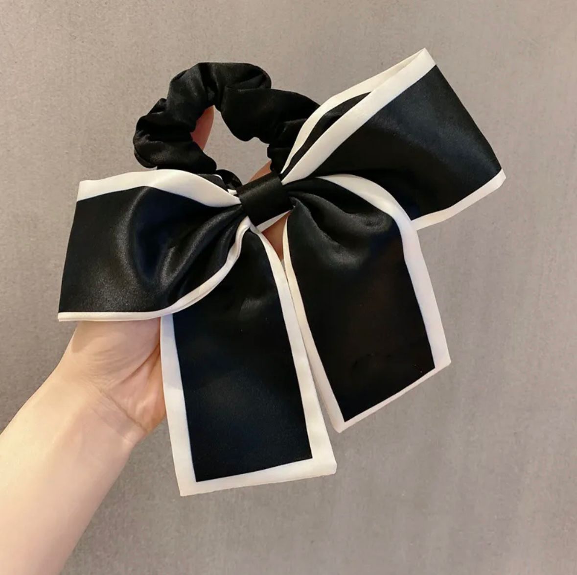 Elegant Satin Black Bow Hair Clip