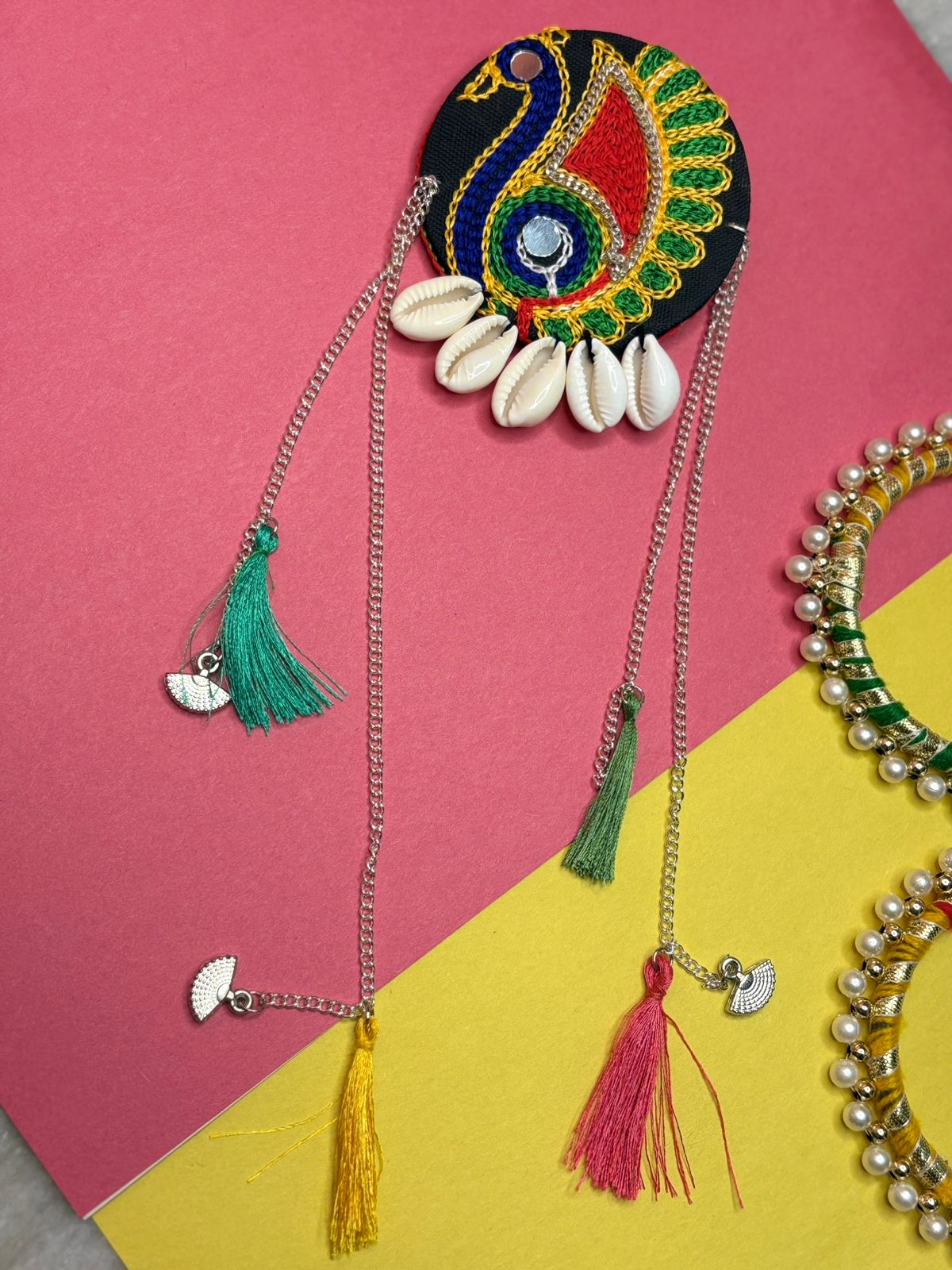 Peacock Glory Hair Brooch with Tassels
