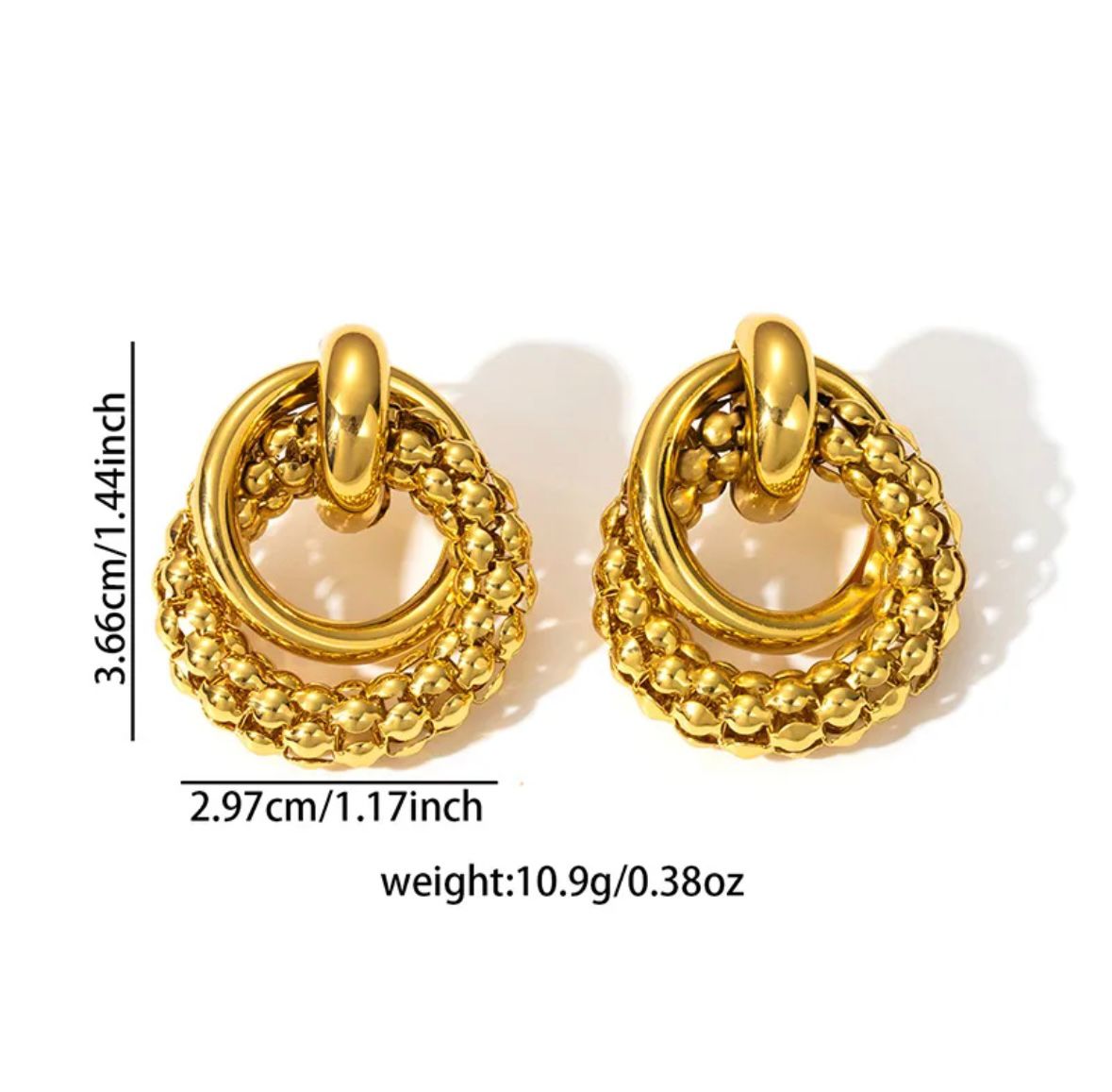 Interlinked Gold Texture Hoop Earrings