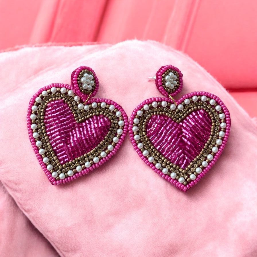 Heart Beaded Earrings