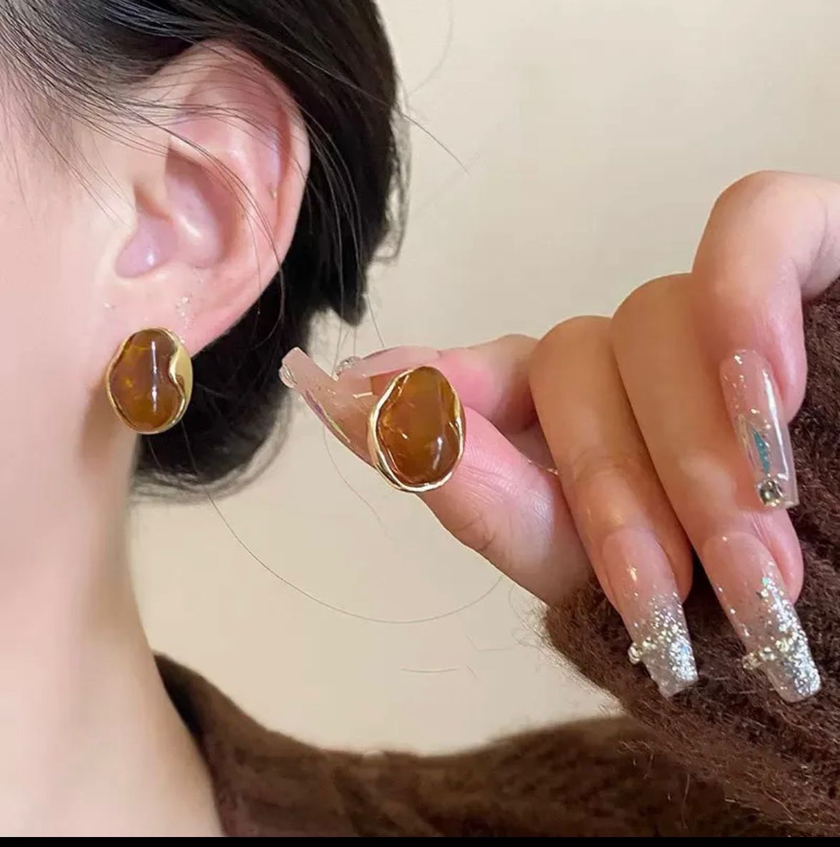 Brown Stone Earrings
