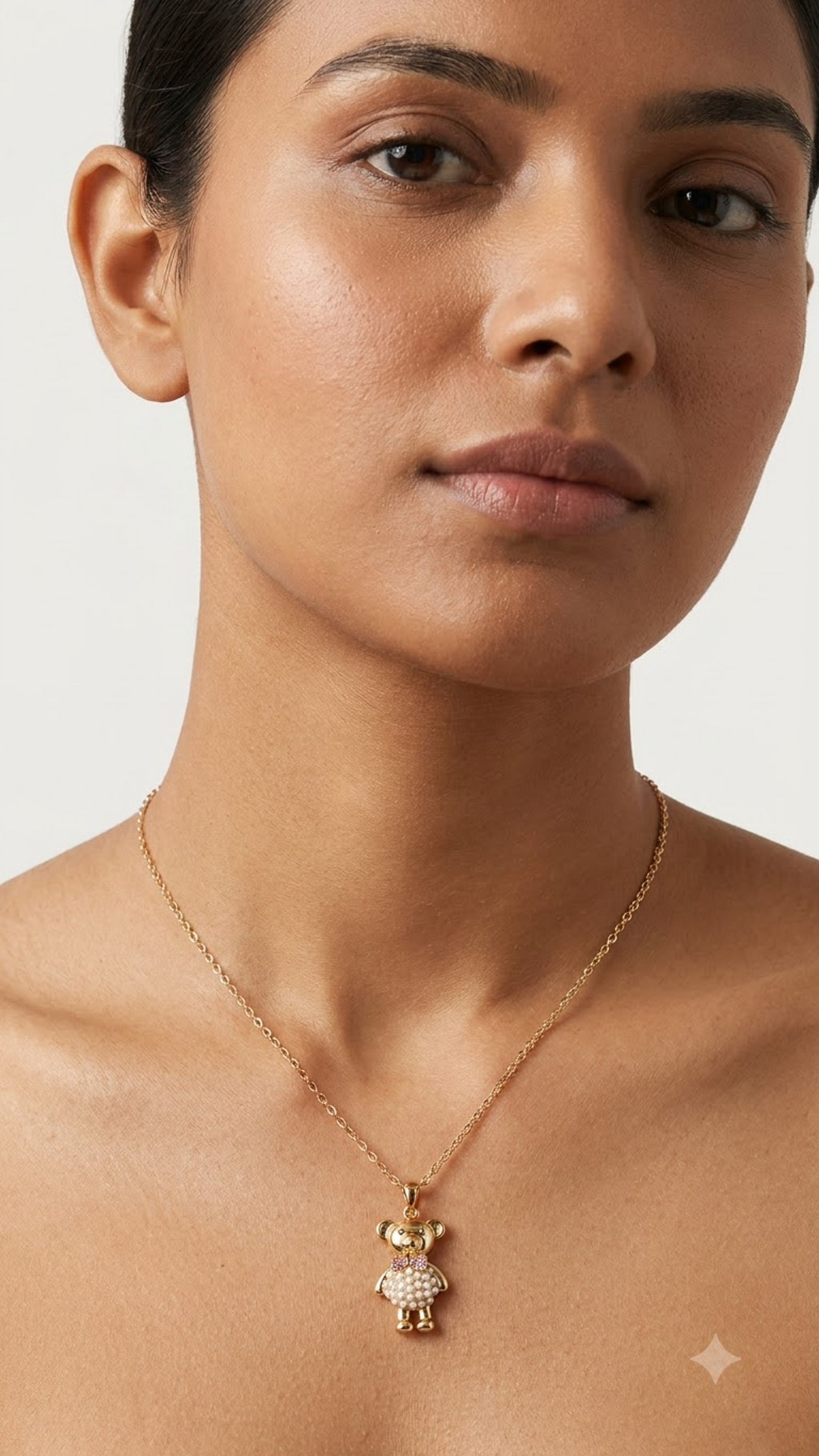 Teddy Bear Pave Pearl Pendant