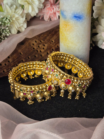 Multicolour Gold Ghunghru Bangles