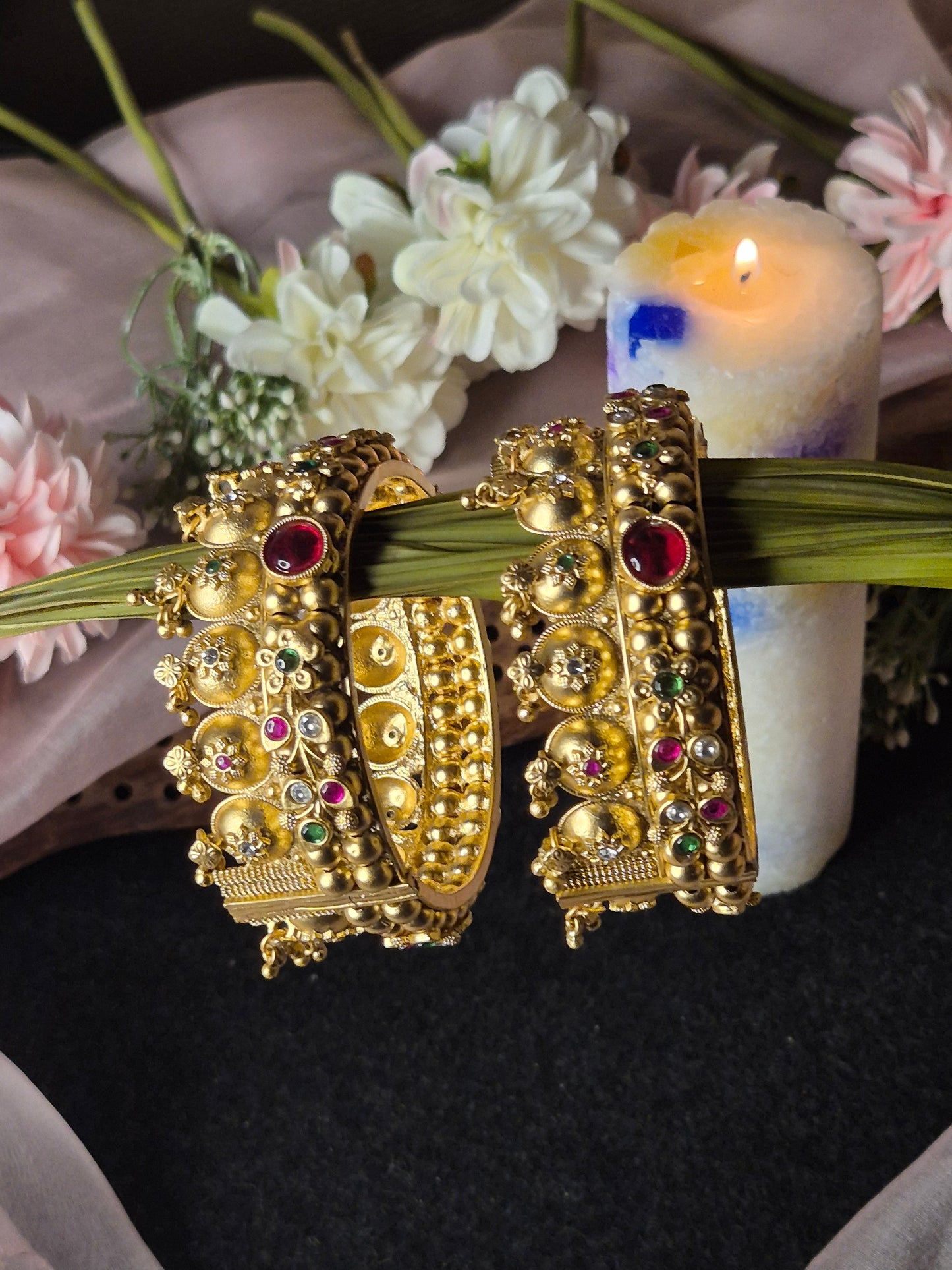 Multicolour Gold Ghunghru Bangles