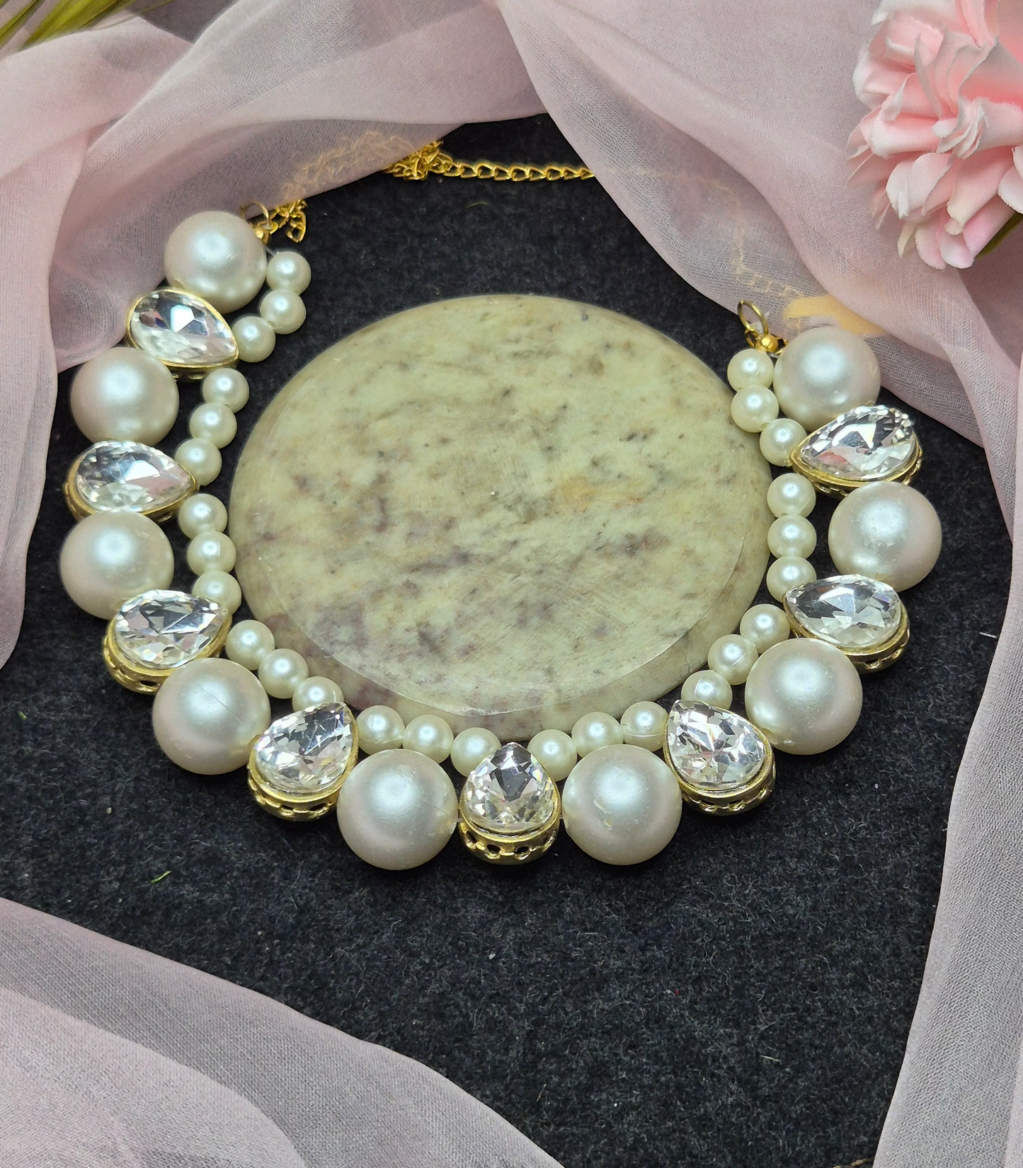 Crystal & Pearl Statement Necklace