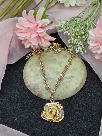 Anti Tarnish Gold Plated Rose Necklace