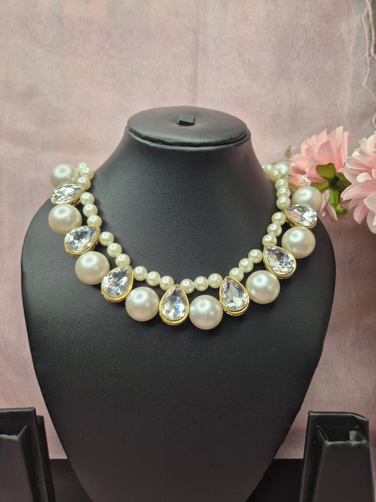 Crystal & Pearl Statement Necklace