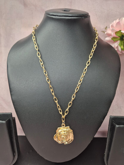 Anti Tarnish Gold Plated Rose Necklace