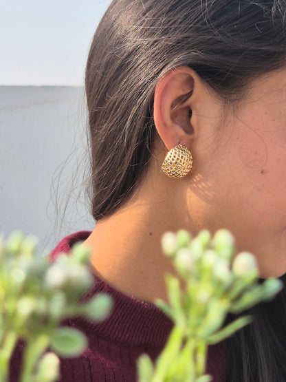 Anti Tarnish Gold Basket Earings