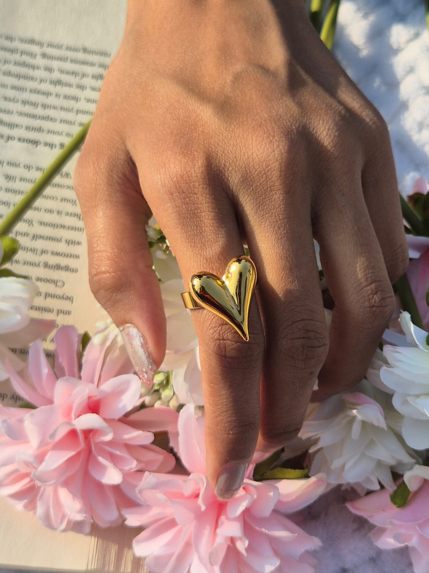 Anti Tarnish Heart Ring ( Adjustable )