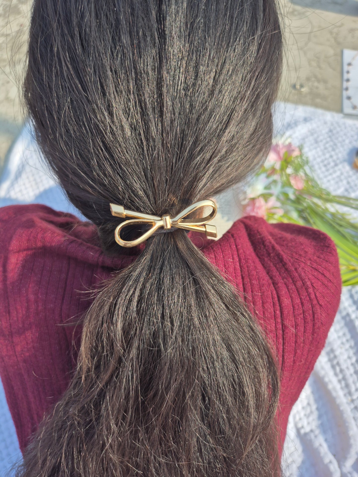 Anti Tarnish Long Bow Hair Tie