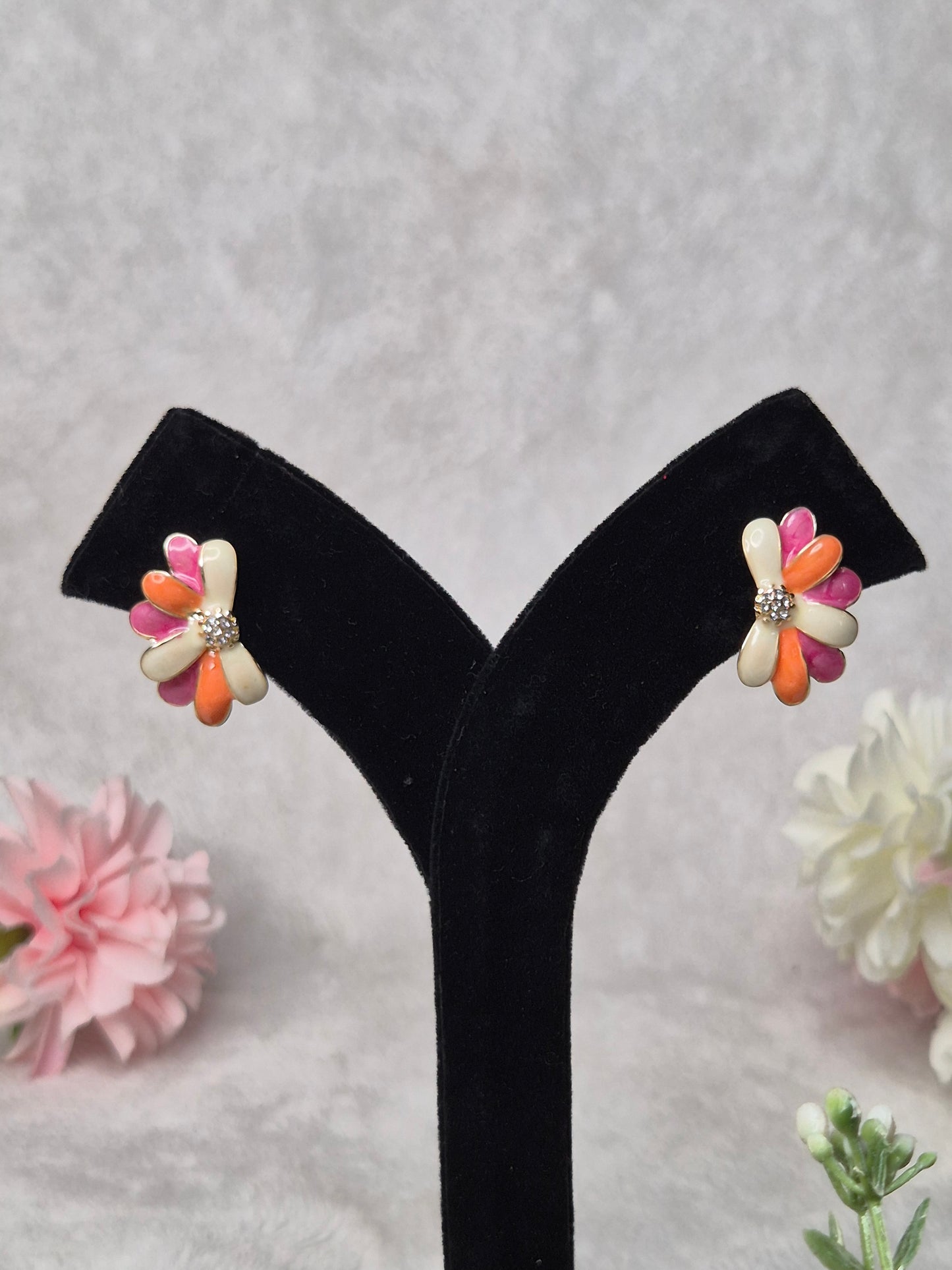 Anti Tarnish Semi Flower Earings