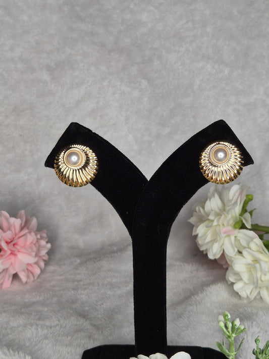 Anti Tarnish Gold Pearl Earrings