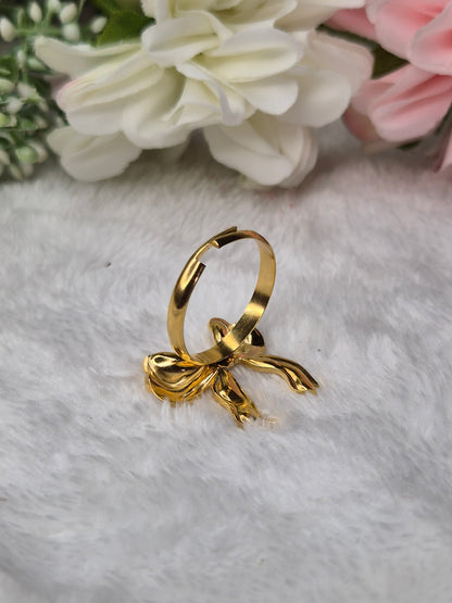 Anti Tarnish Bow Ring ( Adjustable )