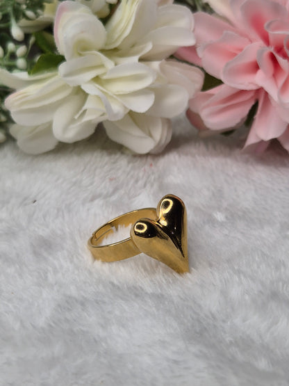 Anti Tarnish Heart Ring ( Adjustable )