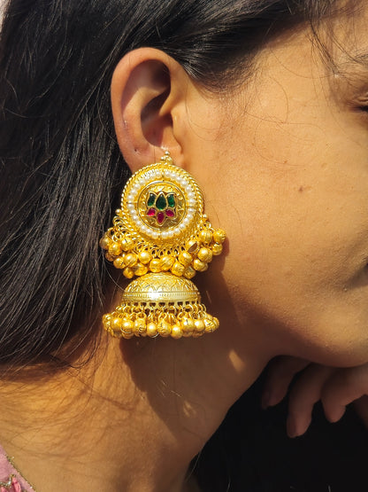 JhunJhun Jhumka Gold Earrings