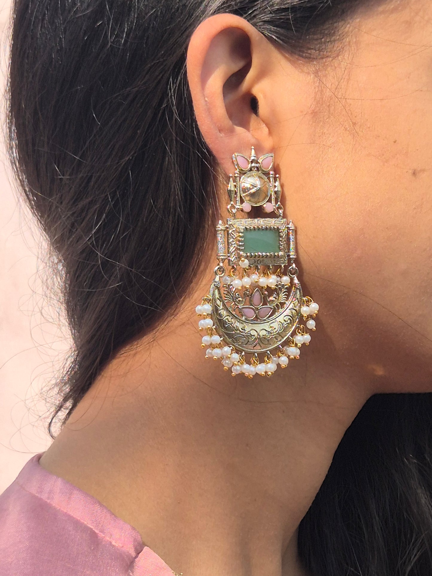 Dual Tone Chandbaali Earrings