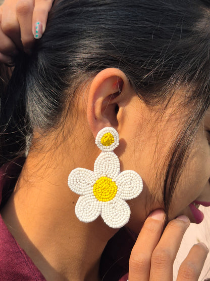 Yellow Flower Handmade Earrings