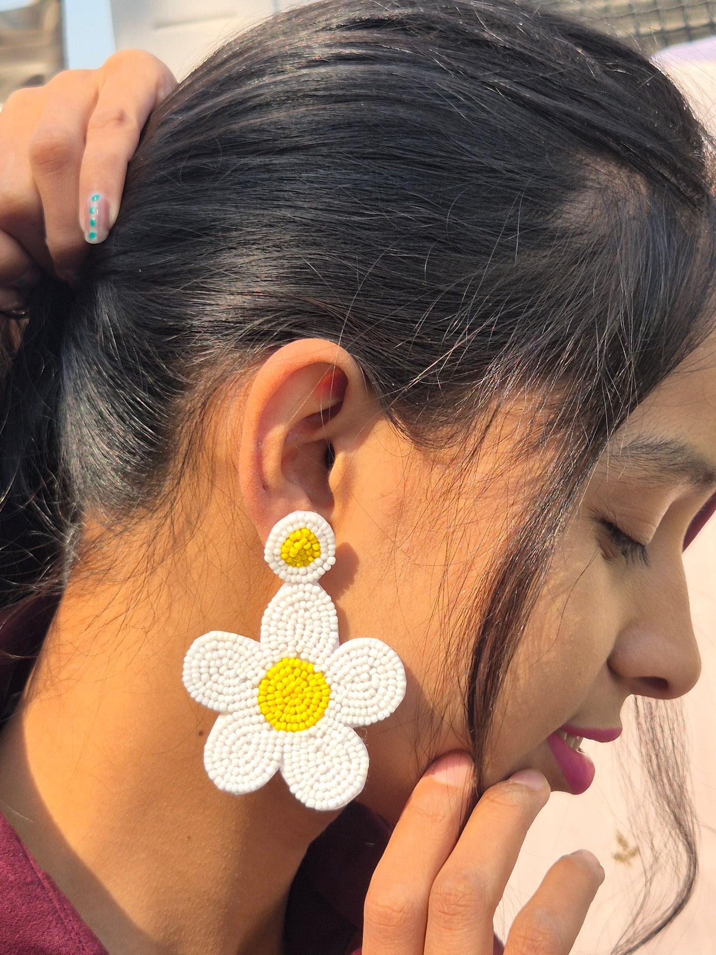 Yellow Flower Handmade Earrings