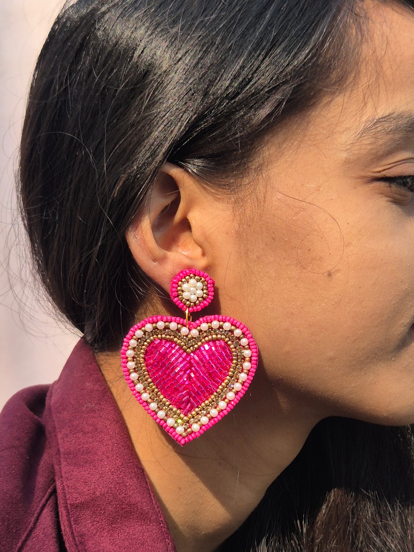 Heart Beaded Earrings