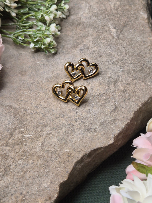 Anti Tarnish Double Heart Earrings