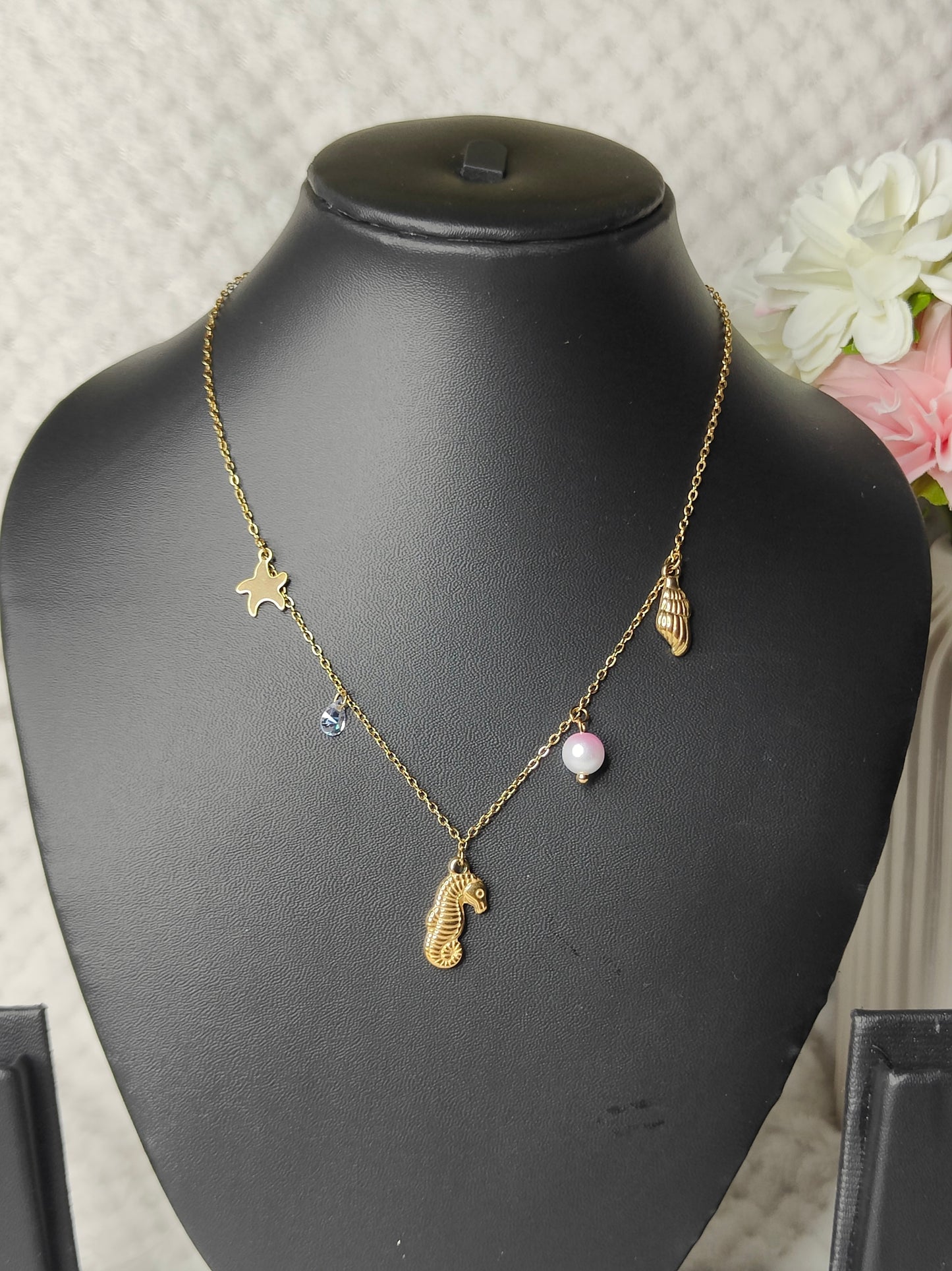 Ocean Series - Anti Tarnish SeaHorse with Charms Pendant