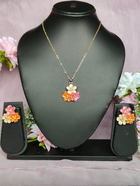 Anti Tarnish Multicolour Pendant Set