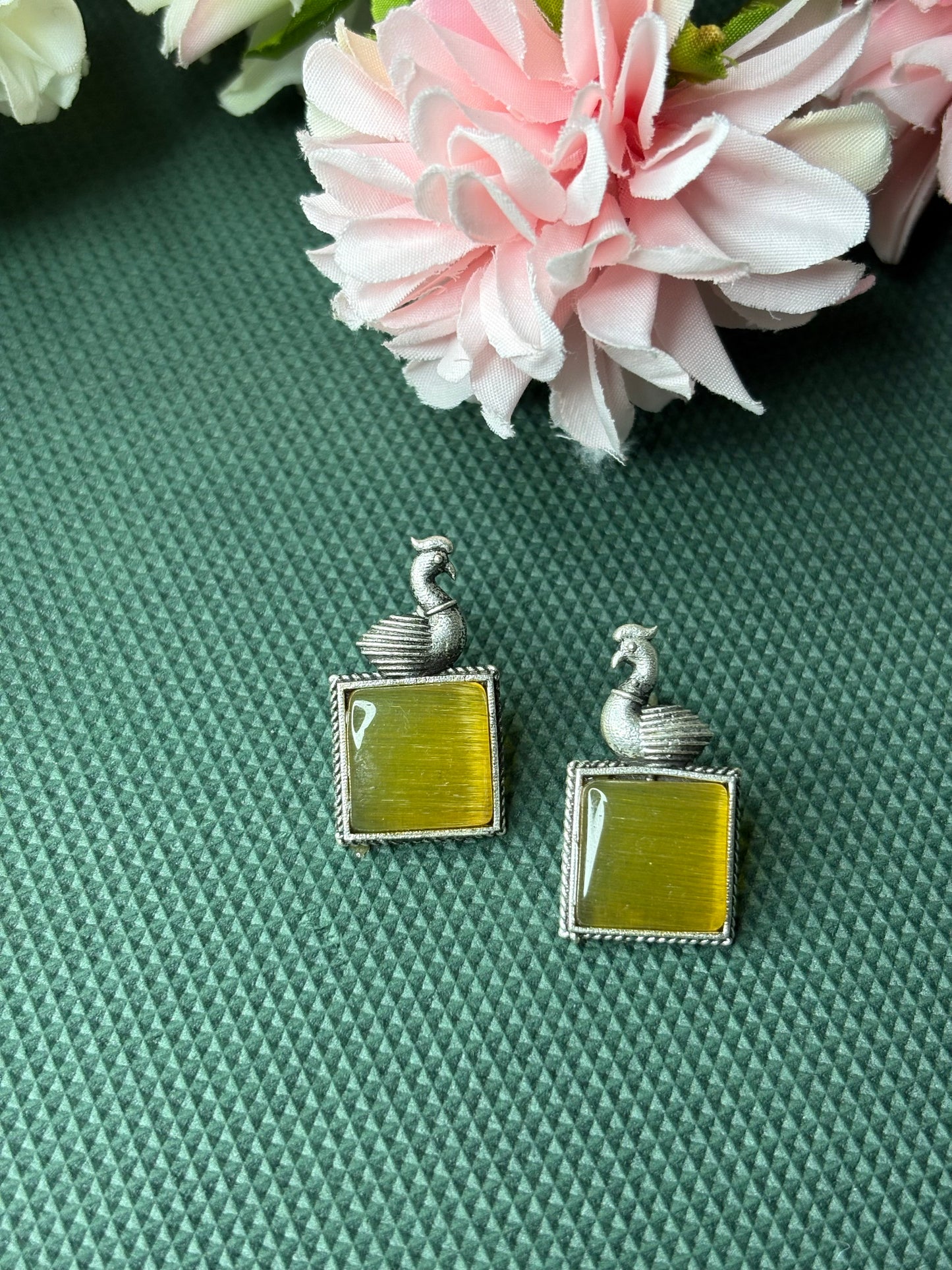 Swan Monalisa Stone Earrings