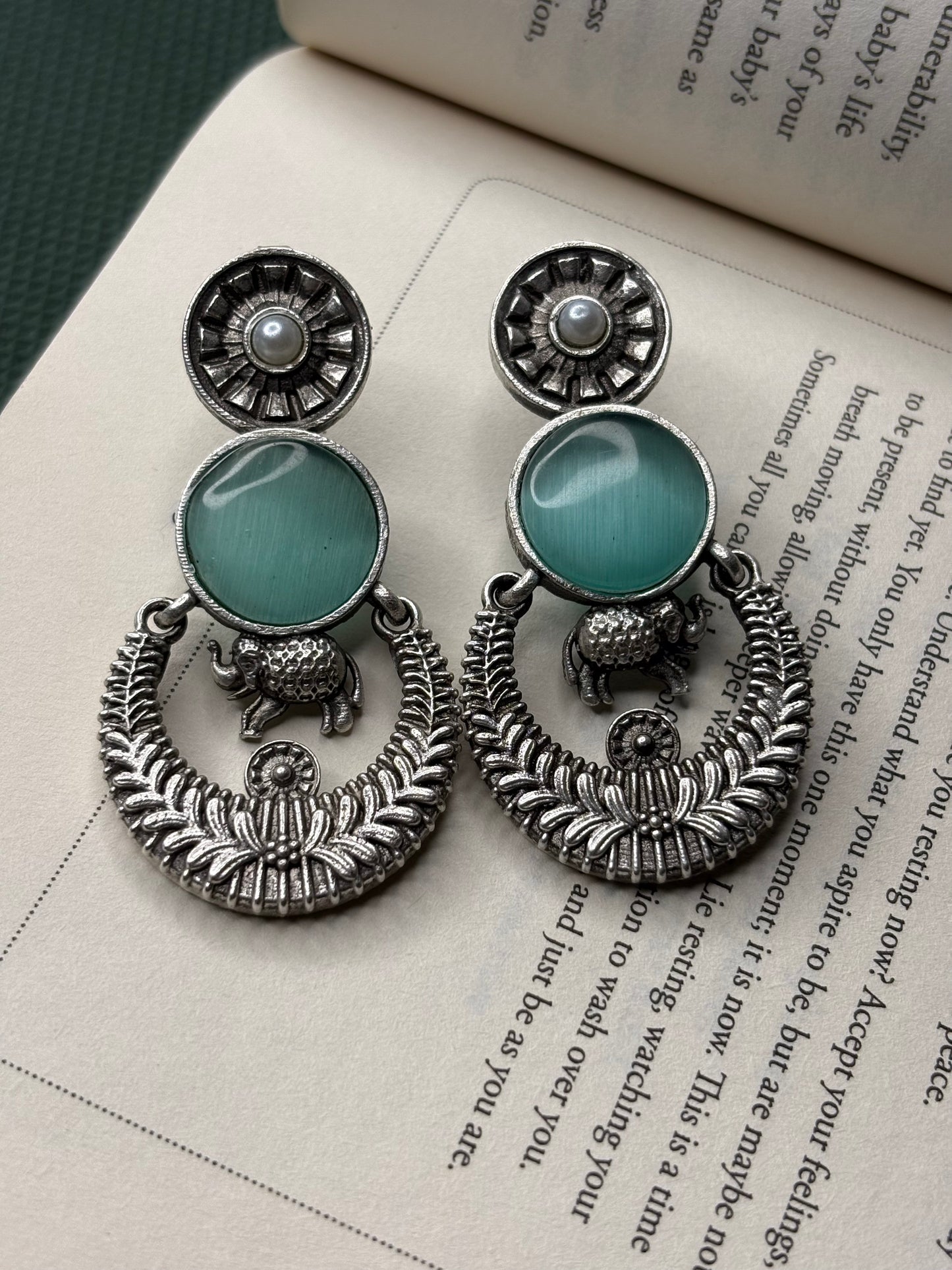 Silver Toned Colourful Earrings