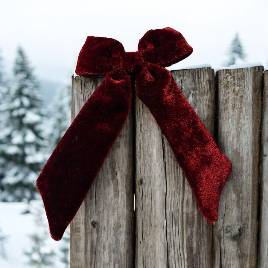 Red Velvet Long Bow Hair Clip
