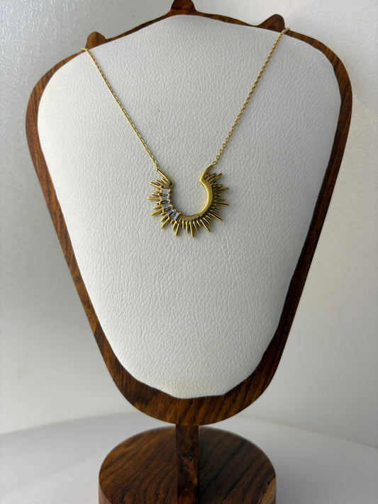 Stone Stud Sun Pendant